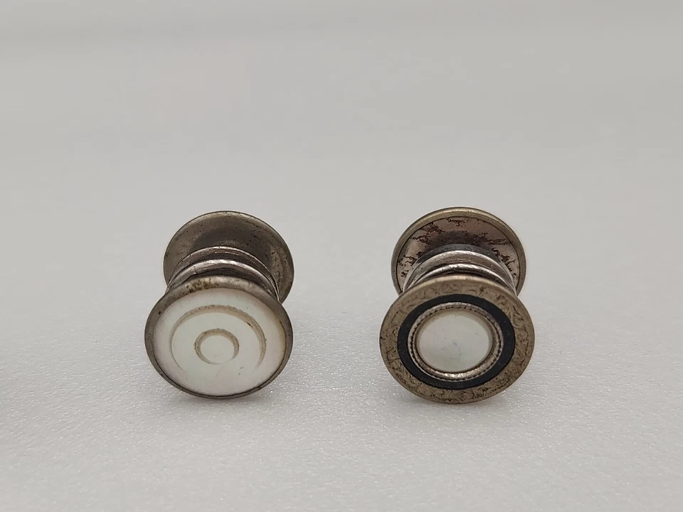 复古艺术装饰扣袖扣拖把上釉绿色和黑色 — 第 3/4 张图片