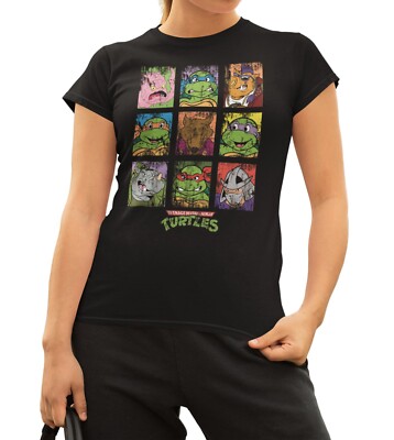 TMNT Group Grid Dist Official Damen T-Shirt Teenage Mutant Ninja Turtles Shirt