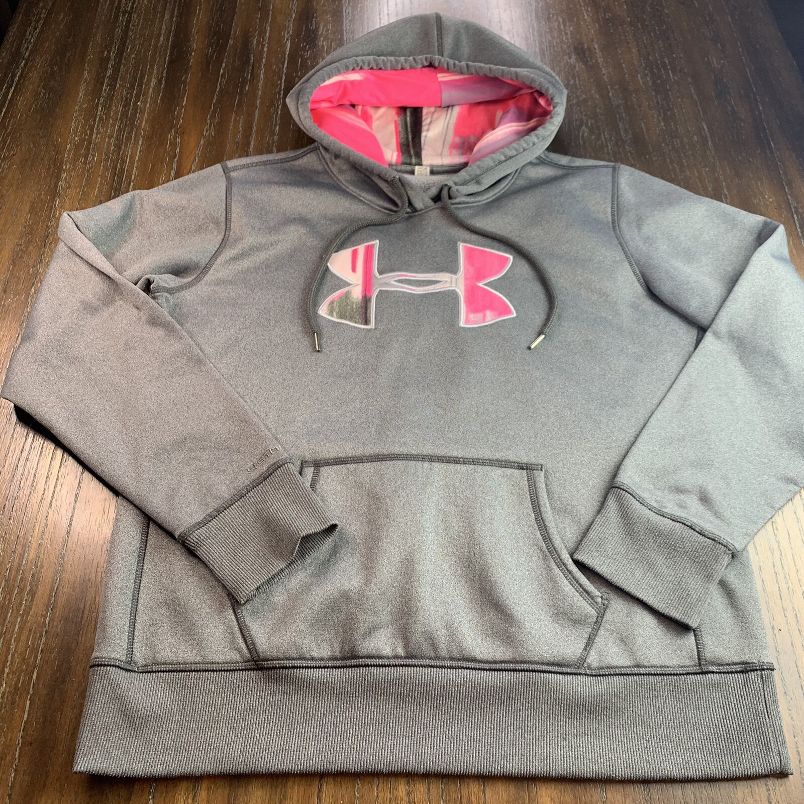 Under Armour Storm Womenu0026#039;s Gray Pink Pullover Hoodie Fleece Lined  Style 1260127 | eBay