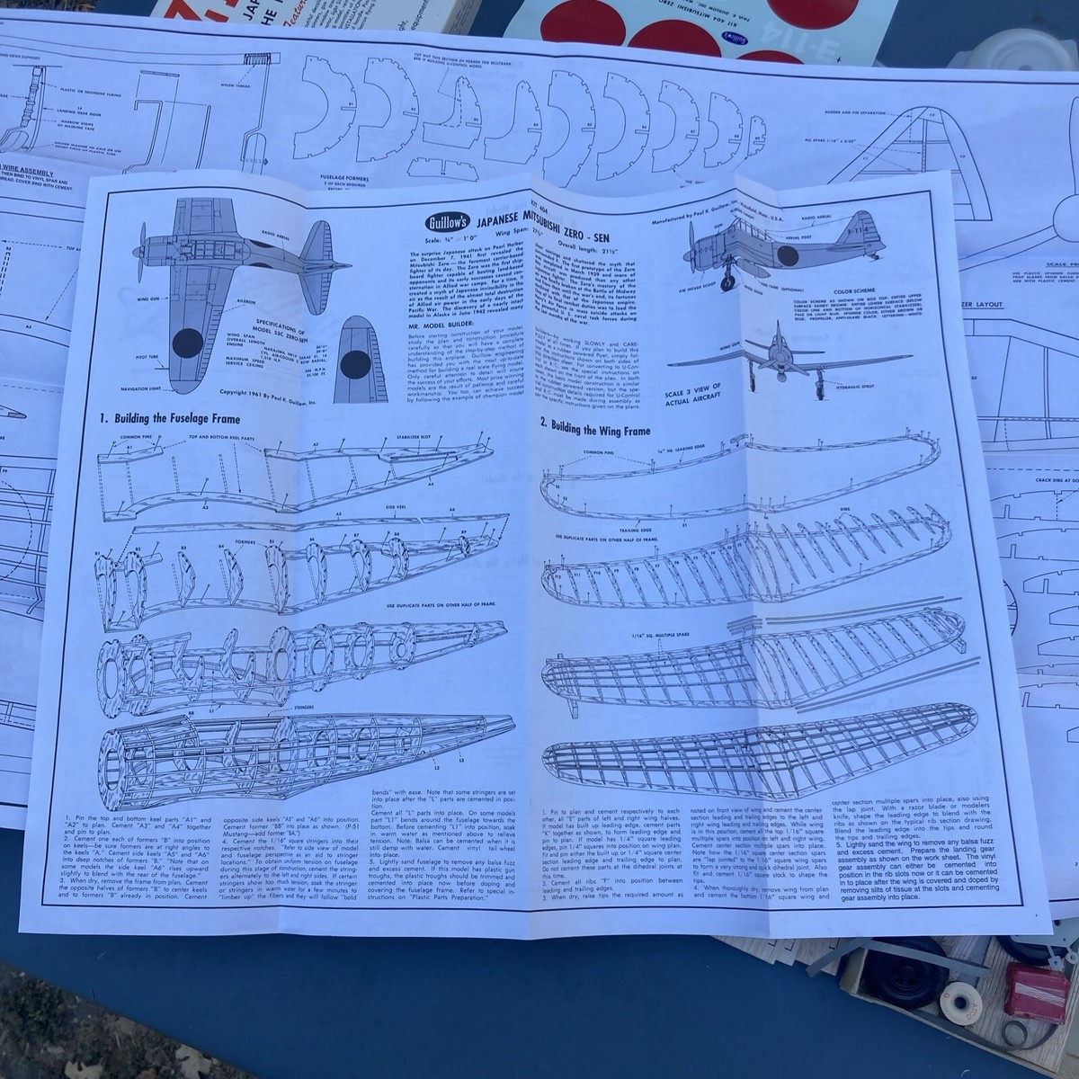 Guillow's ZERO WW2 Mitsubishi Fighter Plane 27.75in Wing Kit