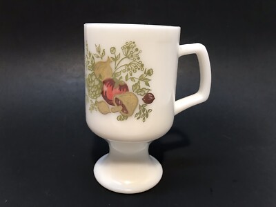 Vintage Corning Spice Of Life Footed Pedestal Milk Glass Coffee Cup Mug