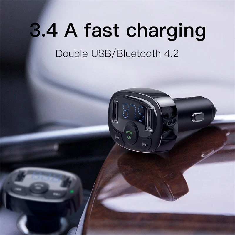 Baseus Bluetooth Wireless Car FM Transmitter MP3 Player USB Charger Adapter Kit - Image 3 of 4