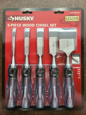 Husky 5 pc Wood Working Chisel Set : 1/4'' 1/2'' 3/4'' 1'' & 2'' 