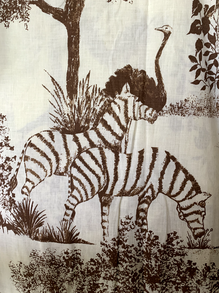 Vintage Double/Full Flat Sheet Cream/Brown Safari Muslin Fabric eBay