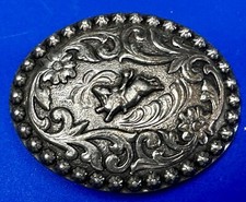 Cowboy Vintage Cowboy Saddle Bronc Western Ornate silver color belt buckle