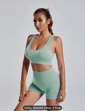 2Pcs Seamless Yoga Set Gym Fitness Clothing Women Yoga Suit Sportswear Workout L