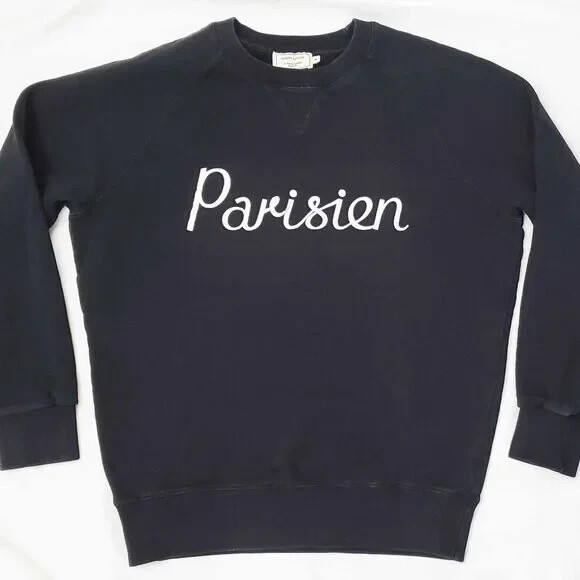 Maison Kitsuné Unisex Parisien Black Cotton Sweatshirt