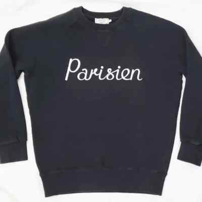 トップス MAISON KITSUNE SWEATSHIRT PARISIEN Maison Kitsuné Unisex Parisien Black Cotton Sweatshirt