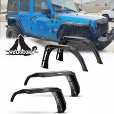 4pcs Front & Rear Fender Flares Set For 2007-2018 Jeep Wrangler Jk Jku 2&4 Doors