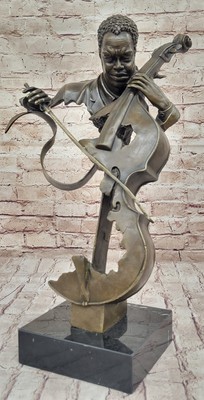 Hot Cast Cello Player Sculpture Musical Instrument Figurine Ornament Figurine