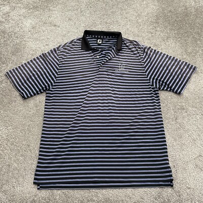 Footjoy Old Greenwood Polo Shirt Mens Medium Blue Black Striped Active Casual