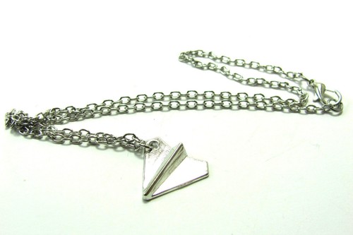 Necklace Paper Stealth Airplane Charm on 16in Chain Necklace - Picture 9 of 12