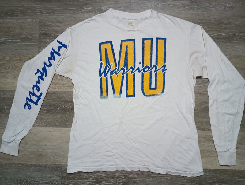 Marquette University vtg T Shirt Long Sleeve 70s 80s MU Warriors sz M/L college