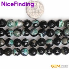 8mm Round Faceted Fire Agate Gemstone Loose Beads For Jewelry Making Strand 15"
