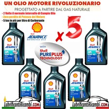 5 Litri Olio Motore 4 tempi SHELL ADVANCE ULTRA 4t 10W40 100% Sint. -  PUREPLUS