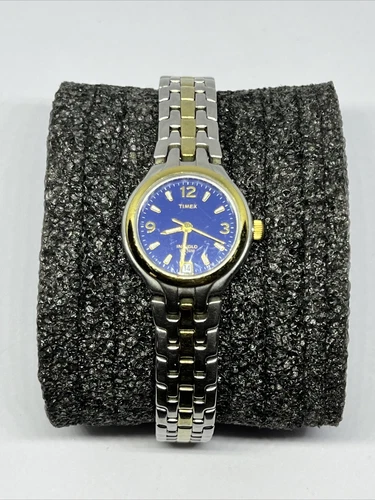 Timex Indiglo Women's Vintage Two-Tone Blue Dial Quartz Watch- New Battery