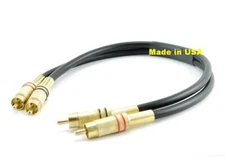 1ft Premium 2-RCA Male to Male Gold-Plated Audio Cable, US Custom Made Cable **
