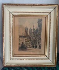 Vintage C & A Richards Boston  Framed Under Glass Print, Signed.