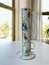 Beatrix potter peter rabbit Coffee Latte Mug Tea Cup Stackable stacked Set 4 New