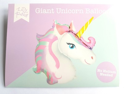 GIANT UNICORN BALLOON-FOIL 76CM-SELF INFLATING/NO HELIUM NEEDED-PARTY/DECORATION