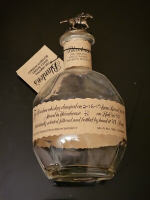Empty Blantons Bourbon Bottle With Letter L Horse & Jockey Cork Stopper Racing