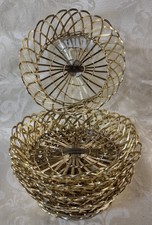 Vintage Set of 5 Gold Wire Baskets Mid Century Modern MCM Retro Decor Bowls