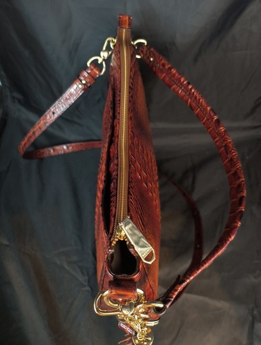 AUTHENTIC! BRAHMIN MELBOURNE? PECAN CROC LEATHER SHOULDER BAG PURSE W/ Dust Bag - Picture 8 of 12