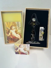 NOS Kirks Folly "Forget Me Not" Trinket Box Cherub Stand with Earrings 7.5" Tall