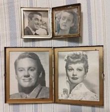 Lot Of 2 1940's Folding Photo Frame Compacts, Lucille Ball, Betty Davis, Spencer