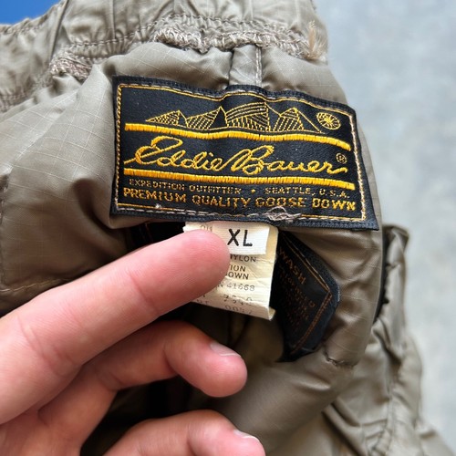 Vintage 1980's Eddie Bauer Goose Down Brown Puffer Jacket + Pants Set XL VTG - Picture 12 of 14