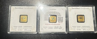 Geiger Edelmetalle 1g Gold Bar .9999 Fine in Assay Card w/ Certificate 3 Pieces