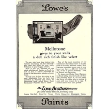Lowe's Mellotone Finish The Lowe Brothers Co Dayton Ohio c1920 Ad AF8-8