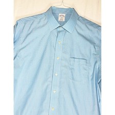 Brooks Brothers Regent Fit Non Iron Dress Shirt Mens 16 12 34 35 Blue Stripe