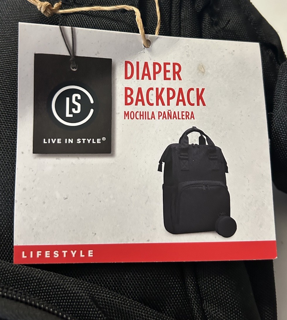 Live In Style Diaper Bag Backpack With Changing Pad Black New