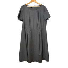 Talbots Luxe Italian Flannel Wool Sheath Dress Office Career Charcoal Gray 16 W