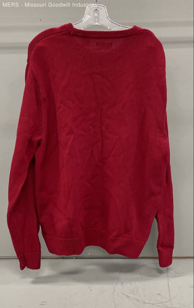 Chaps Red Solid Crewneck Sweater Pullover Cotton … - image 2
