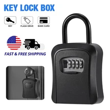 Key Lock Box 4-Digit Combination Lockbox Waterproof Key Safe Security Storage