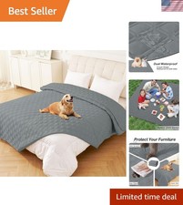 Soft Waterproof Dog Blanket Couch Cover - 82x102 Inch, Dark Grey for Pets