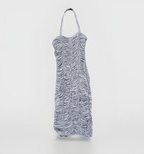 Jump Apparel Blue Gray Bodycon Mini Dress Ruched  Neck Tie Strap Party Glam S