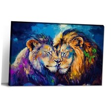 Lion Lioness Canvas Wall Art Lion Couple Painting Prints 18L" x 12W" Lion-4