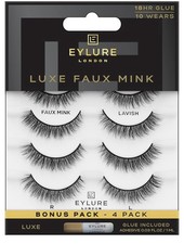 Eylure Luxe Faux Mink False Lashes - Natural Lavish, 4 Pairs Bonus Pack