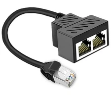 Ethernet Splitter 1 to 2 RJ45 Network Cable Adapter, Note Only Connect one Ne...