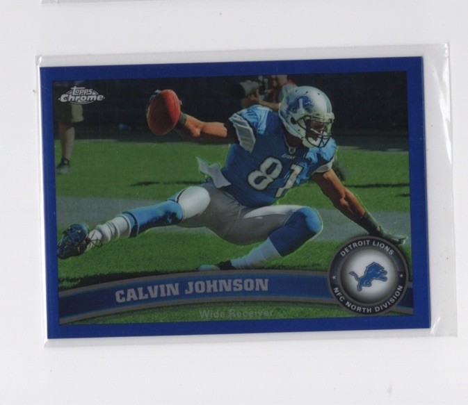 2011 Topps Chrome Football Calvin Johnson #8 Blue Refractor /199