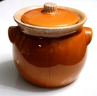 Vintage Hull Pottery Drip Tangerine Orange Bean Pot Ovenproof USA