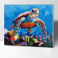 Turtle Paint by Numbers Kit for Adults with Frame, Adults Kids Paint by Numbe...