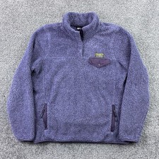 LL Bean Mountain Pile Fleece Jacket Women's Medium Purple Snap Neck Pullover