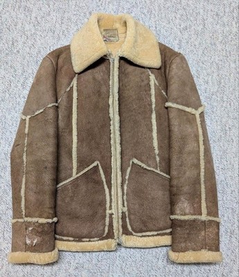 vintage SHEARLING finland made SHEEPSKIN wool pile 40 leather jacket BOMBER coat