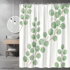 Stylish Green Eucalyptus Leaves Shower Curtain for Bathroom Decor