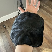 VINTAGE Black Real Fur Muff Clutch Hand Warmer 10 x10 Evening Bag 11C2