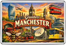 Greater Manchester Skyline Straßenbahn Biene Kühlschrankmagnet Reise Souvenir Geschenk